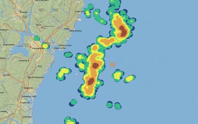 Isles of Shoals North Disposal Site with Herring Fishing Vessel Activity 2015-2016 (less than 4 knots)