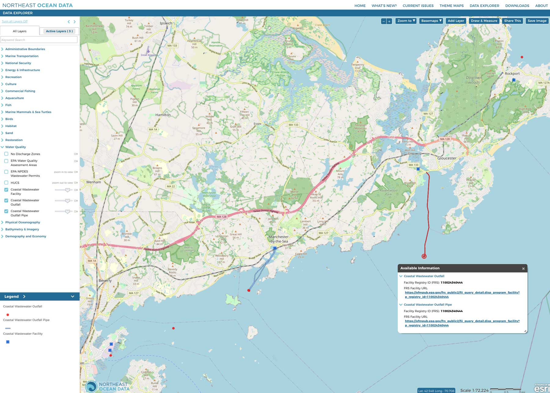 Screenshot of Data Explorer map