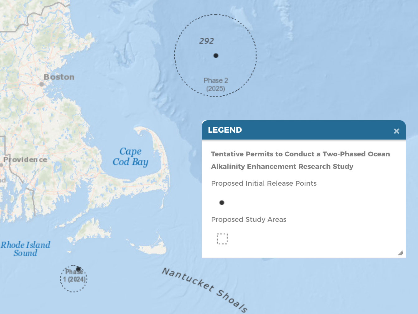 Map of proposed study locations for ocean alkalinity enhancement research study