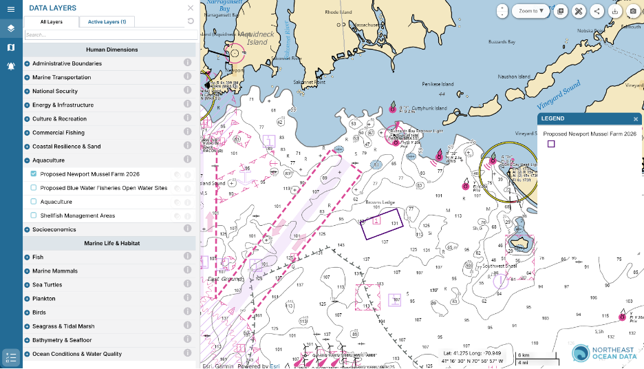 Map of the footprint of the Proposed Newport Mussel Farm